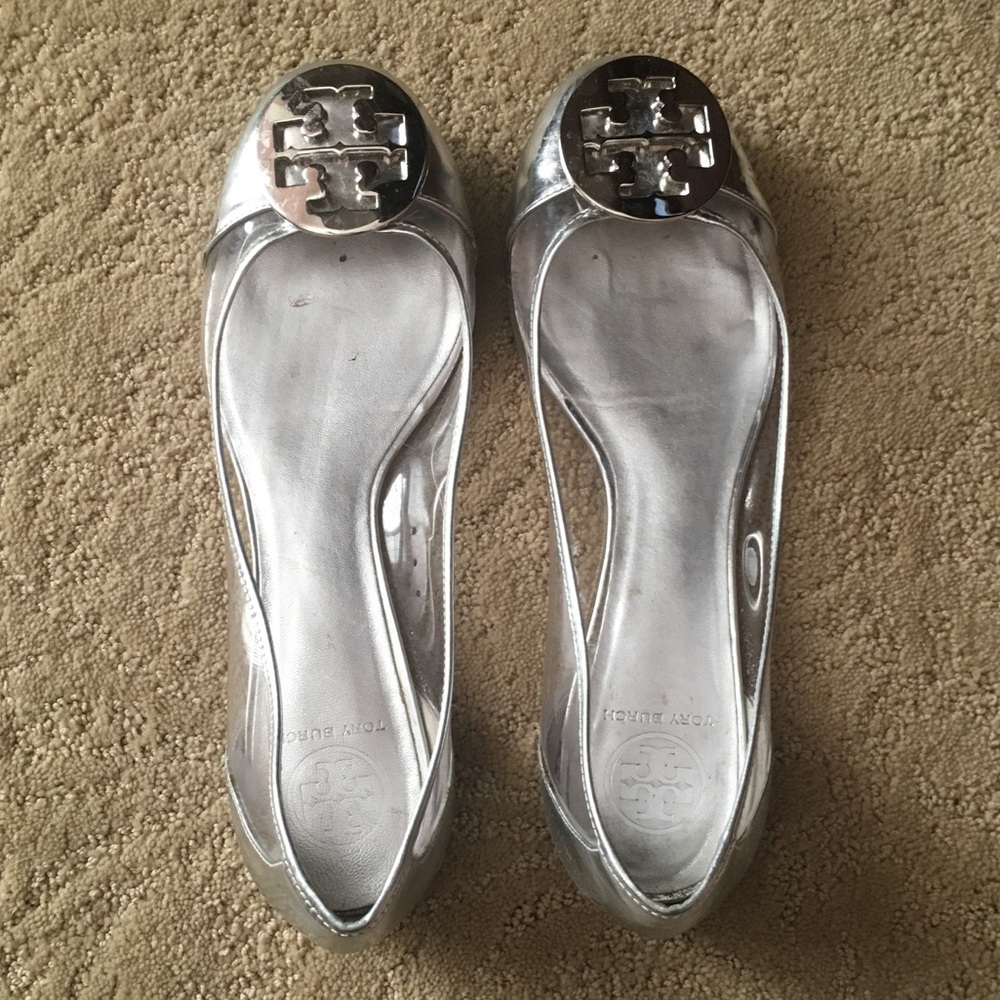 Silver Tory Burch flats